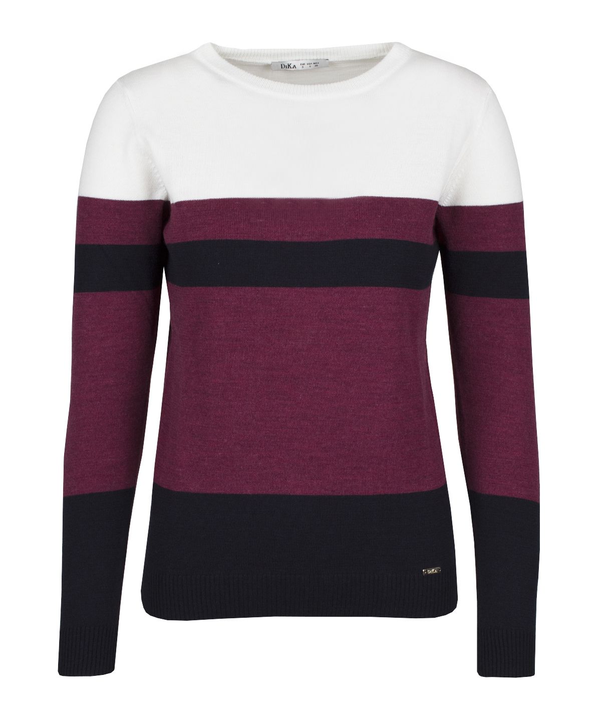 Polyacrylic and wool sweater with long sleeves and striped motif 0